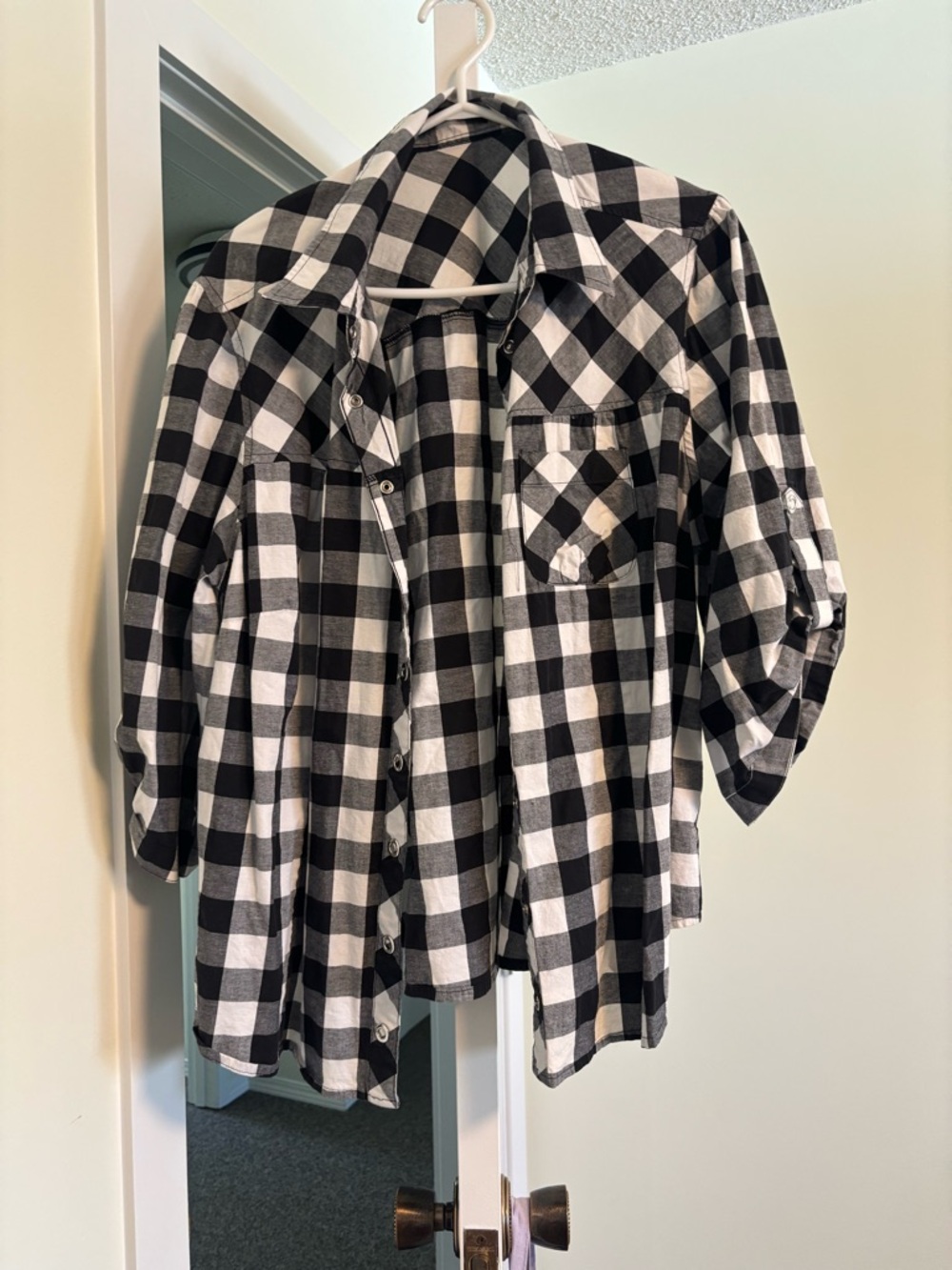 torrid Black and White Buffalo Plaid Button-Front Blouse
